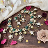 Stylish Floral Green Victorian Diamond Haram-VV1763